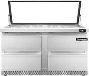 SW60-24M-HGL-FB-D Mighty Top Sandwich Unit, 60" W, With 24 Pan Top Openings, Front Breathing, Four Drawers & Hinged Glass Lid