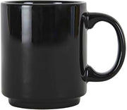 Tuxton Mugs, Cups & Saucers Black Solid Color Rounded 11-Ounce Rainier Mug, Case of 24, Black; Scratch Resistant; Chip Resistant; Lead & Cadmium Free; Dishwasher, Microwave, Oven Safe