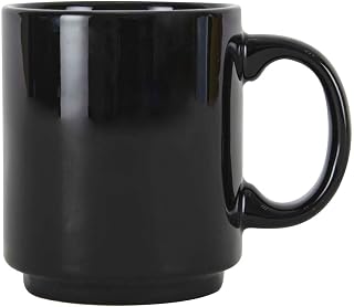 Tuxton Mugs, Cups & Saucers Black Solid Color Rounded 11-Ounce Rainier Mug, Case of 24, Black; Scratch Resistant; Chip Resistant; Lead & Cadmium Free; Dishwasher, Microwave, Oven Safe