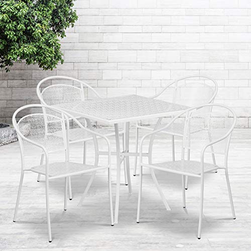 Flash Furniture White / 28" / 4 Round Chairs + Square Table Dining Sets