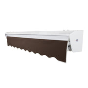 24' Destin Left Motor (24' x 10') Retractable Patio Awning by Awntech – (24'W x 10'P), Acrylic Linen, Brown, Model DTL24-BR