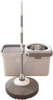 Upgraded Spin Mop And Bucket Set, Hands-Free Wringing, Splash-Proof Design | Absorbent Microfiber Mop for Hardwood, Tile Laminate Floors,Easy Spin Dry System,Choice of mop head quantities available