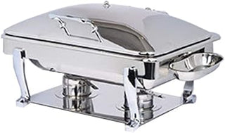 3935S Crown Collection 8 Quart Induction Chafing Dish, Oblong, Hinged Solid Lid, Freedom Style Stand
