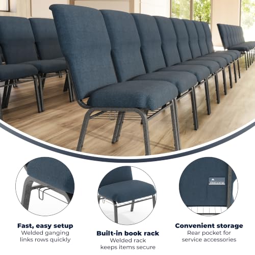 Flash Furniture Navy Fabric/Silver Vein Frame / Set of 1 / Classic Stacking Chairs