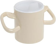 Maddak Ableware 8 Oz Cream Polycarbonate Thumbs Up Cup with Lid - 3 1/2 Dia x 6 7/8 H