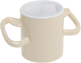Maddak Ableware 8 Oz Cream Polycarbonate Thumbs Up Cup with Lid - 3 1/2 Dia x 6 7/8 H