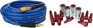 Estwing 1/4" x 50' PVC/Rubber Air Hose Bundle with Brass Fittings and Milton 14-Piece M-Style 1/4" NPT ColorFit Coupler & Plug Kit