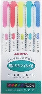 Zebra Technologies ZEBRA Highlighter Mildliner, 5 Bright Color Set (WKT7-5C-HC)