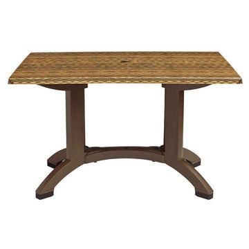 Atlanta 48"x32" Table - Wicker Décor by Grosfillex Expert – Resin, Wicker/Bronze