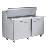Dealer's Choice Compact Prep Table Refrigerator with roll-top lid which serves as an overshelf by Traulsen – Stainless-Steel/White, Model UPT6012-LL-SB