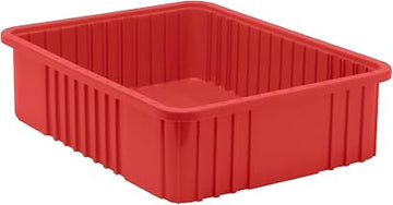 QUANTUM STORAGE SYSTEMS DG93060RD Dividable Grid Storage Container, Heavy-Duty Stackable Plastic Parts Bin for Warehouse, Assembly & Industrial Organization, 22-1/2" x 17-1/2" x 6", Red, 3-Pack