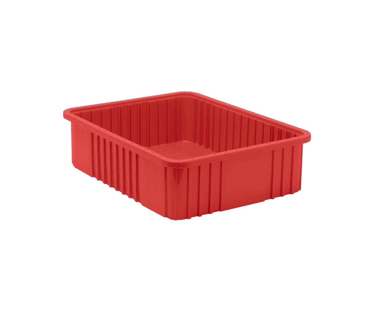 Dividable Grid Storage Container by QUANTUM STORAGE SYSTEMS – 23L x 18W x 6H, 2362.0 cubic_inches, Plastic, Red, Pack of 3