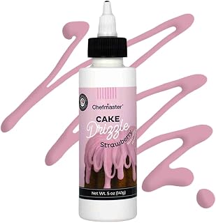 Strawberry-Flavored Cake Drizzle by Chefmaster, Edible Cake Drip Frosting for Decorating, Drip for Cakes, Cupcakes, Cookies, Donuts, 5 oz