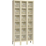 Global Clear View Locker Six Tier 12x12x12-18 Doors Unassembled - Tan by Hallowell – 12x12x12, Alloy Steel, Tan, Model USVP3228-6PT-GL