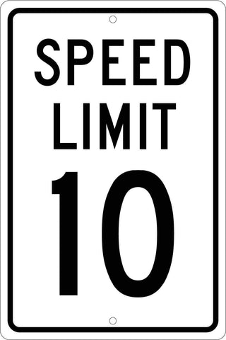 Speed Limit 10 Aluminum Sign by National Marker – Aluminum, White/Black, Model TM18H