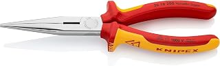 KNIPEX Snipe Nose Side Cutting Pliers, Chrome-Plated, 200 mm, Chrome Vanadium Steel, VDE. Tips Elastic and Stable, Needle Nose Pliers, 26 16 200