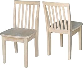 Furnifact Solid Wood Dining Chair Mission-Style Juvenile Set, Unfinished Wooden Kitchen Chairs for Small Spaces and Wood Dining Room
