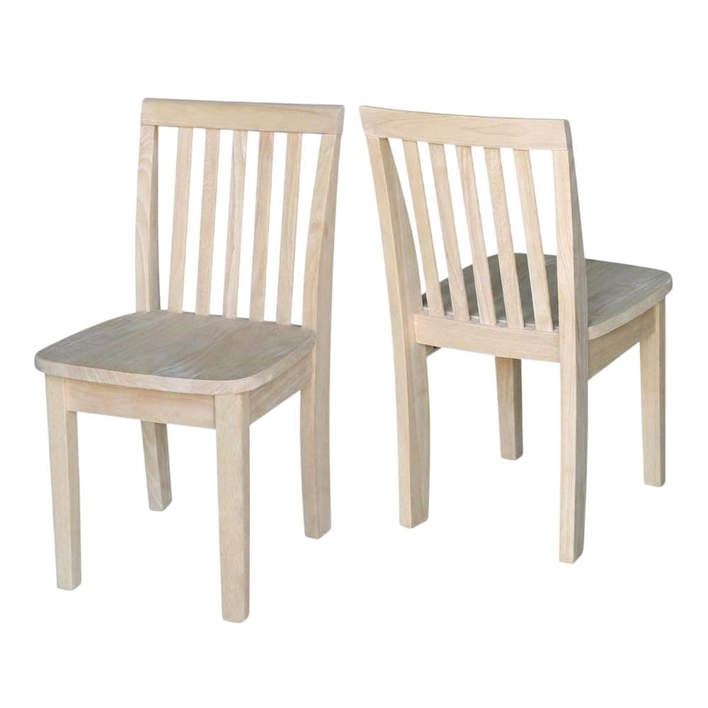 Solid Wood Dining Chair Mission-Style Juvenile Set by Furnifact – Wood, Unfinished, Pack of 2