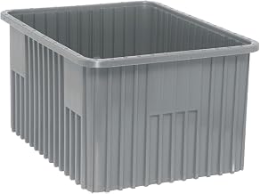 QUANTUM STORAGE SYSTEMS DG93120 Dividable Grid Storage Container, Heavy-Duty Stackable Plastic Parts Bin for Warehouse, Assembly & Industrial Organization, 22-1/2" x 17-1/2" x 12", Red, 3-Pack