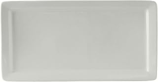 Tuxton China BWH-1547 Plate, 15-1/2" x 8" x 1" H, Rectangular, Medium Rim, Microwave and Dishwasher Safe, Oven Proof, Fully Vitrified, Ceramic, DuraTux, White, Pack of 6