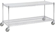 Chrome Plated Steel 2-Shelf Wire Station Cart - 72" L x 24" W x 34 1/2" H
