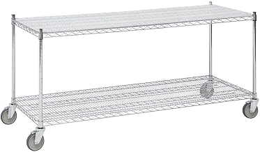 Chrome Plated Steel 2-Shelf Wire Station Cart - 72" L x 24" W x 34 1/2" H