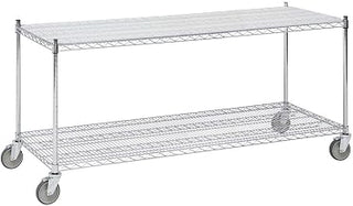 Chrome Plated Steel 2-Shelf Wire Station Cart - 72" L x 24" W x 34 1/2" H