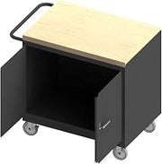 Durham 3112-MT-95 Mobile Bench Cabinet, 2 Doors, Maple top