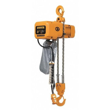 Harrington SNER030C-20 SNER Electric Hoist w/Hook Suspension - 3 Ton by Harrington Hoists – Die Cast Aluminum, Yellow, Model SNER030C-20-230V