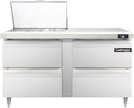 DL60-12M-D Designer Line Mighty Top Sandwich Unit, 60" W, With 12 Pan Top Openings & Four Drawers