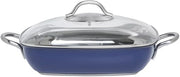 HUBERT Casserole Dish with Glass Lid Blue Stainless Steel - 11" L x 11" W x 2 2/5 H