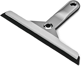 simplehuman Foldaway Shower Squeegee, Glass Squeegee for Bathroom Mirrors & Shower Doors, Weighted Handle for Streak-Free Clean, Suction Cup Hanger, Die-Cast Zinc & Anodized Aluminum