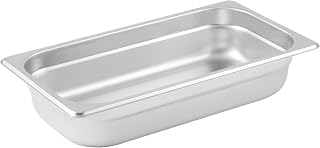 Winco 2 1/2" Silver 1/3 Size Metal Steam Pan, Deep (Set of 48)