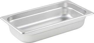 Winco 2 1/2" 1/3 Size Stainless Steel Steam Pan, Anti-Jam
