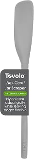 Tovolo Silicone Jar Spatula Long Handled Rubber Scraping Scooping Tool for Peanut Butter Jam Jelly Jars Blenders, Extra Long Flex Core Silicone Jar Scraper Dishwasher Safe BPA Free, Oyster Gray