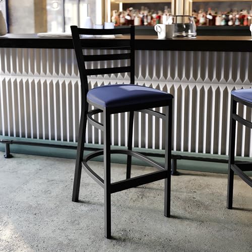 Flash Furniture Blue Vinyl Seat/Black Metal Frame / Set of 1 / Traditional Barstools