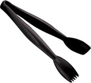 Lugano Tongs, 9-1/2'', Easy-Grasp, Combines Fork And Spoon, Solid Color, Black, Nsf (12 Pieces/Unit)