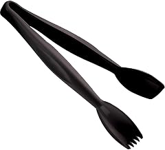 Lugano Tongs, 9-1/2'', Easy-Grasp, Combines Fork And Spoon, Solid Color, Black, Nsf (12 Pieces/Unit)