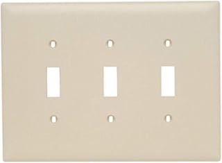 Legrand Pass & Seymour TPJ3LA Trademaster Jumbo Oversized Unbreakable Nylon Wall Plate, 3 Gang, Three Toggle Cover, Light Almond (1 Count)