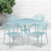 Flash Furniture Sky Blue / 28" / 4 Round Chairs + Square Table Dining Sets