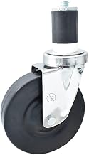 BK Resources 5" Hard Rubber 1-1/2" Expanding Stainless Steel Stem Swivel Caster for Work Tables, NSF, 300lb Capacity Per Wheel