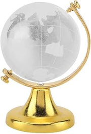 Mini Tiny Earth Globe, Crystal Earth Globe, Clear Crystal Ball Globe, Home Office Decor, Creative Gift (Gold)