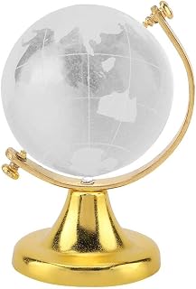 Mini Tiny Earth Globe, Crystal Earth Globe, Clear Crystal Ball Globe, Home Office Decor, Creative Gift (Gold)