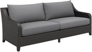 2 Piece Wicker Patio Furniture Set with Outdoor Loveseat and Slatted Coffee Table, Elegant Patio Loveseat and Coffee Table for Outdoors