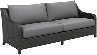 2 Piece Wicker Patio Furniture Set with Outdoor Loveseat and Slatted Coffee Table, Elegant Patio Loveseat and Coffee Table for Outdoors
