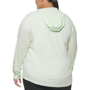 Performance Plus Size Ruched Sleeve Zip Hoodie Refresh 1X by Calvin Klein – Cotton, Refresh, Model PF2X4579