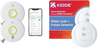Kidde Smart Smoke Detector, WiFi, Alexa Compatible Device, Hardwired w/Battery Backup & WiFi Water Leak Detector & Freeze Alarm, Alexa Device, Smart Leak Detector for Homes