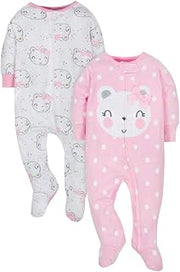 Gerber 2-Pack Girls Organic Bear Sleep N' Play