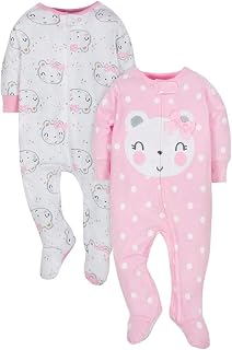 Gerber 2-Pack Girls Organic Bear Sleep N' Play