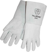 John Tillman and Co Tillman Large 14" Pearl Gray Top Grain Cowhide CottonFoam Lined Stick Welders Gloves with Welted Fingers and Kevlar Thread Locking Stitch (Carded), TIL650L